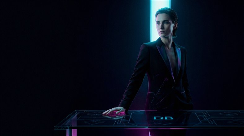 Player on laptop viewing casino game selection